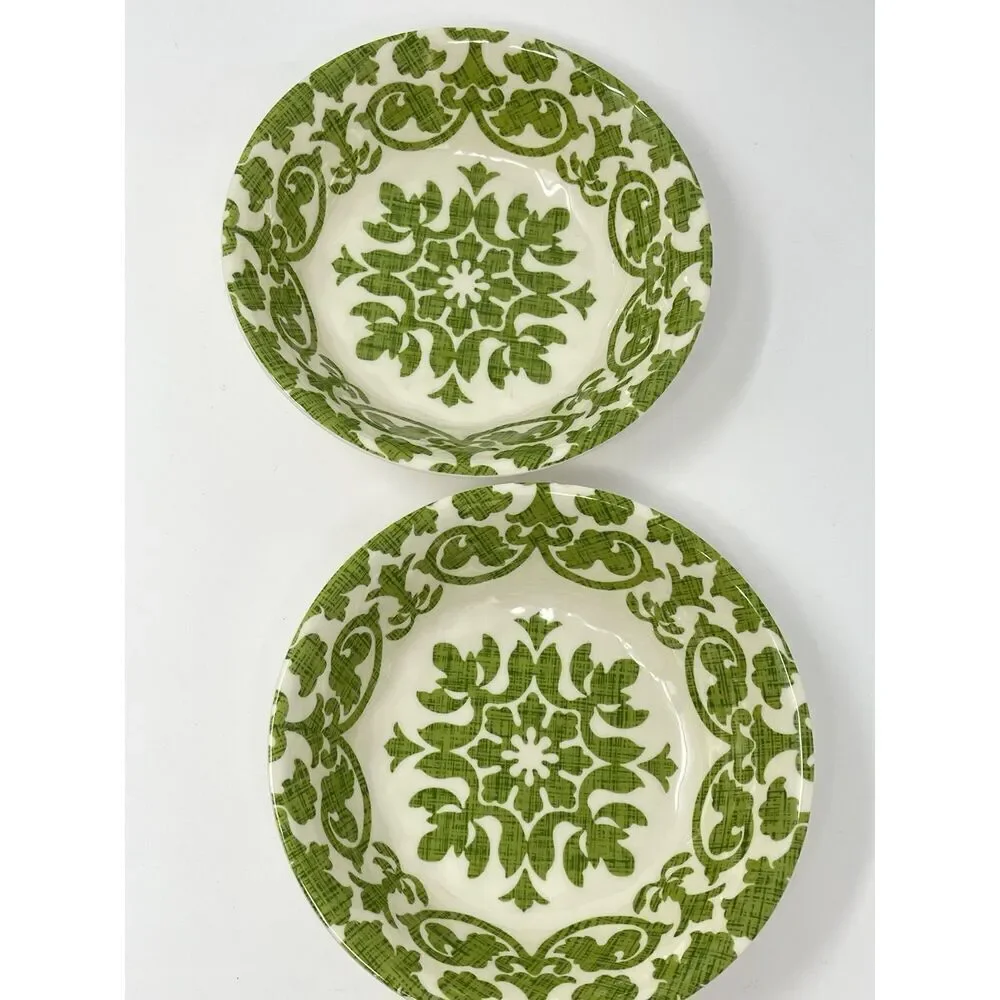 Pier 1 Imports Royal Regal Trellis Lime Green Melamine 7.5” Bowls Set Of 2
